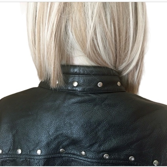 FMC Leather Biker Motorcycle Moto Jacket Removable liner Fringe Zippers  Studded - Picture 9 of 15